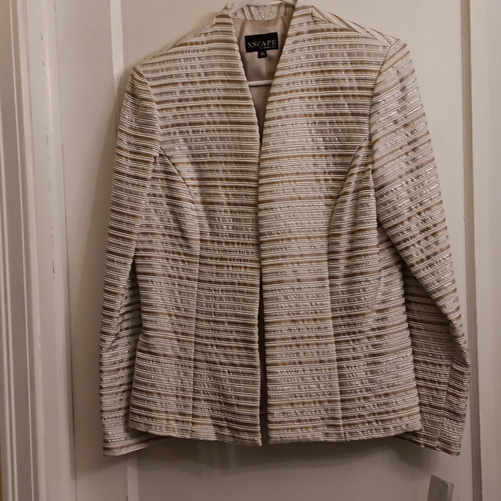 Xscape  Women Gold Striped Formal  Dressy Jacket NWT Size10